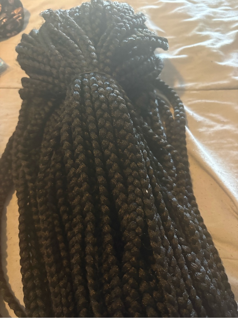 Black Synthetic Box Braids Hair Extensions - Long Braided Ponytail